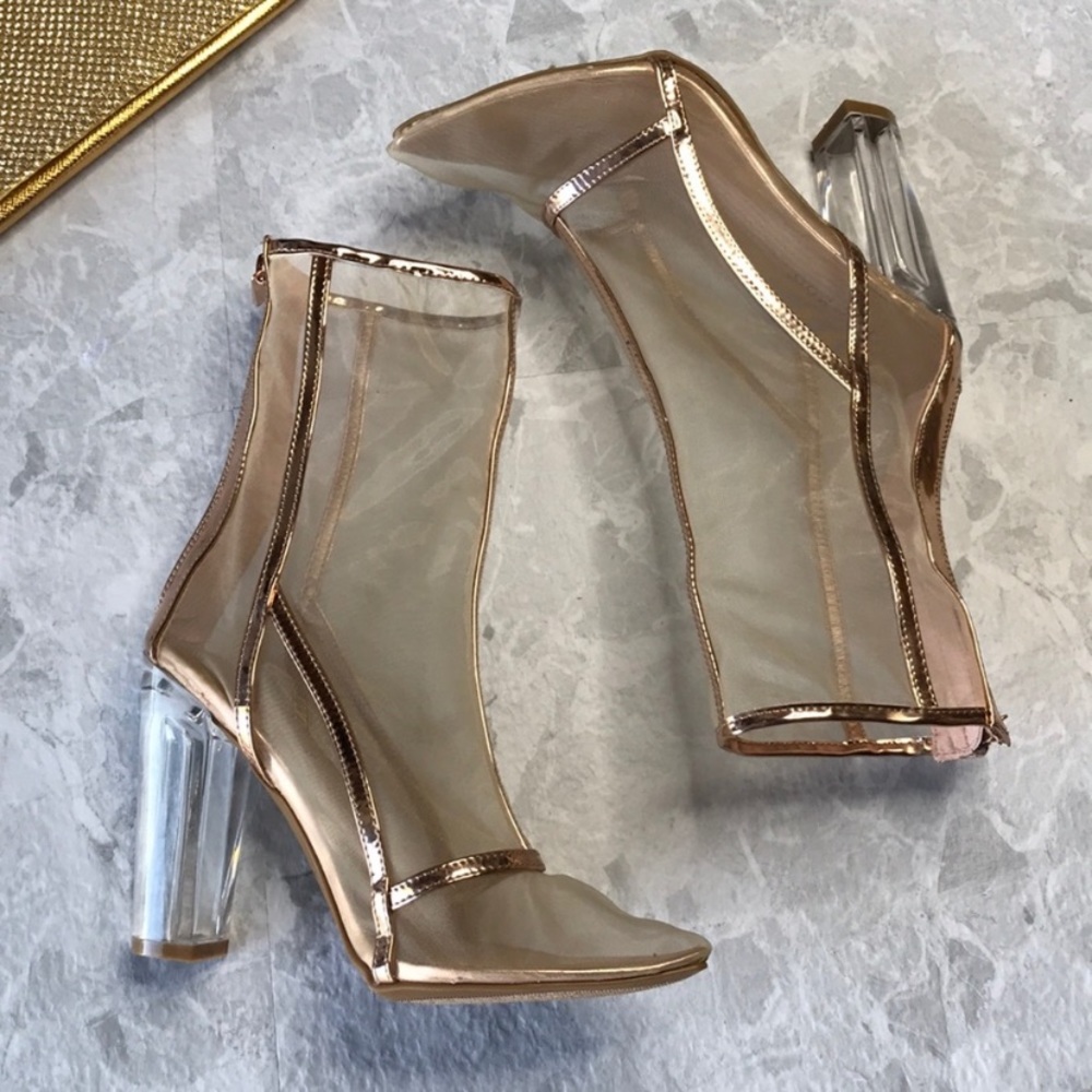 Mesh ankle boot w/ clear heel NIB sz 8